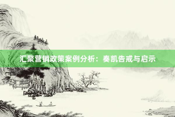 汇聚营销政策案例分析：奏凯告戒与启示